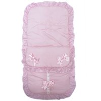 Plain Pink Footmuff/Cosytoe With Bows & Lace